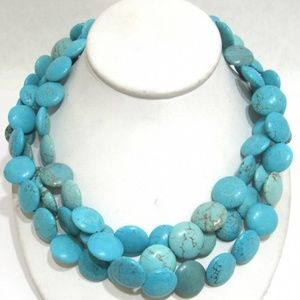 Sterling 925 Howlite Disc Multi-Strand Necklace